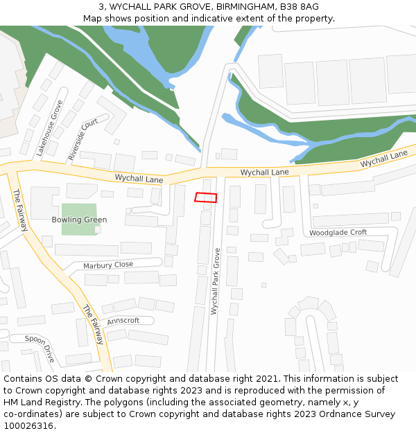 3, WYCHALL PARK GROVE, BIRMINGHAM, B38 8AG: Location map and indicative extent of plot