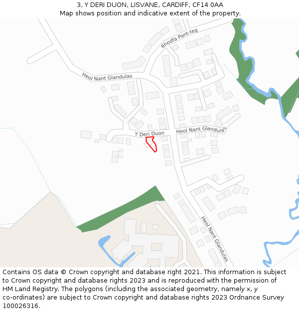 3, Y DERI DUON, LISVANE, CARDIFF, CF14 0AA: Location map and indicative extent of plot