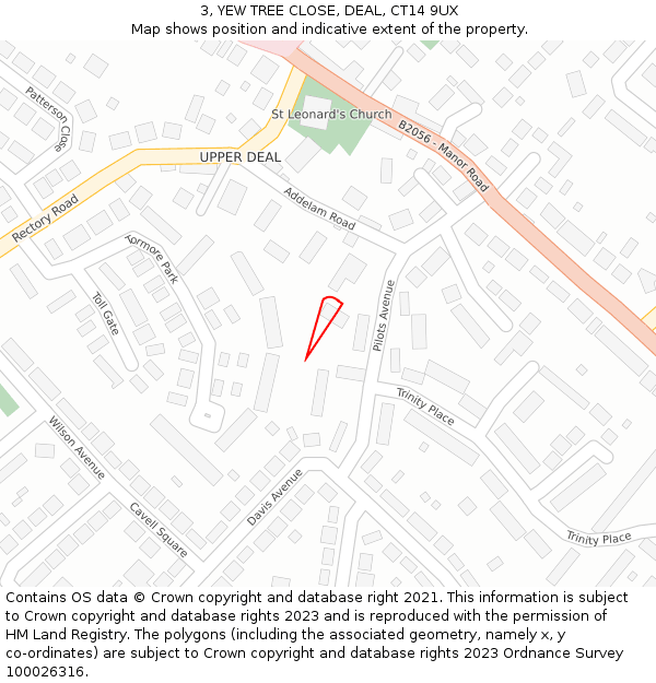 3, YEW TREE CLOSE, DEAL, CT14 9UX: Location map and indicative extent of plot