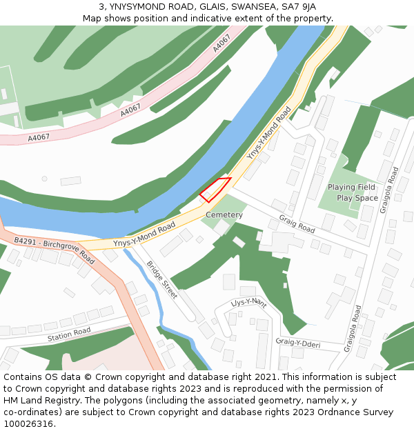 3, YNYSYMOND ROAD, GLAIS, SWANSEA, SA7 9JA: Location map and indicative extent of plot