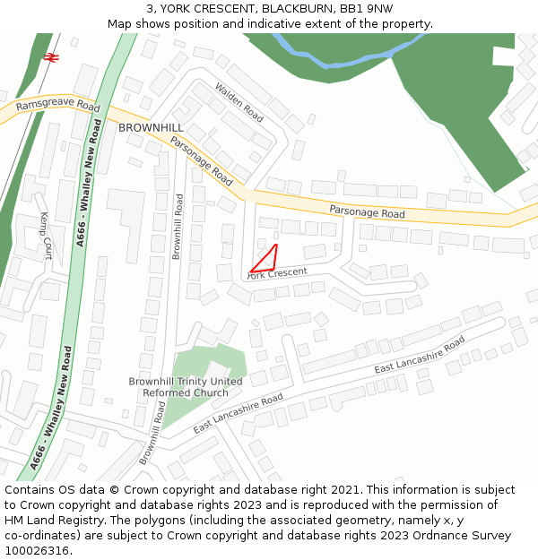 3, YORK CRESCENT, BLACKBURN, BB1 9NW: Location map and indicative extent of plot