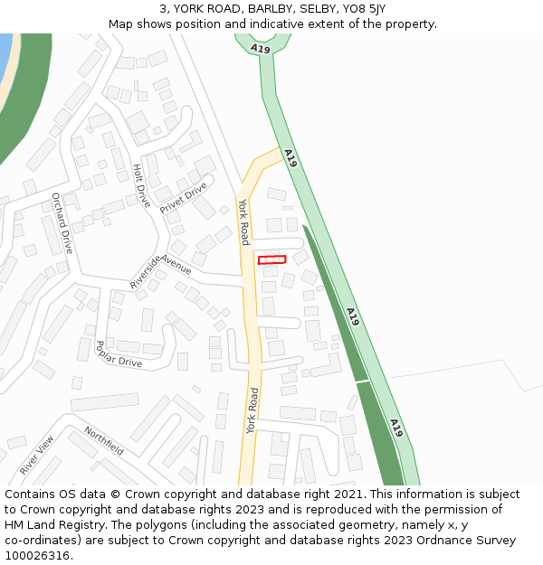 3, YORK ROAD, BARLBY, SELBY, YO8 5JY: Location map and indicative extent of plot