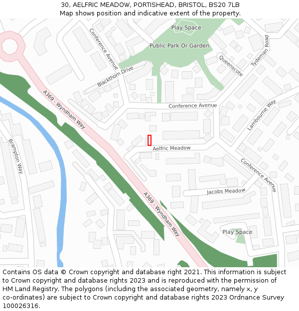30, AELFRIC MEADOW, PORTISHEAD, BRISTOL, BS20 7LB: Location map and indicative extent of plot