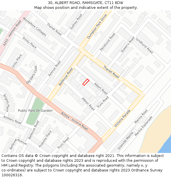 30, ALBERT ROAD, RAMSGATE, CT11 8DW: Location map and indicative extent of plot