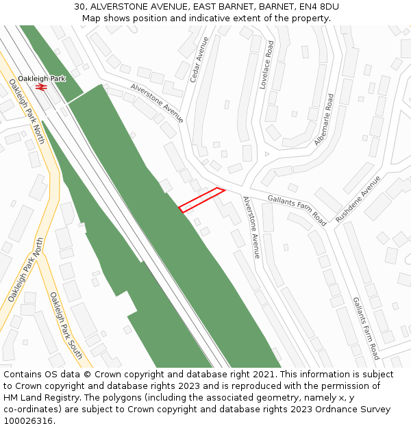 30, ALVERSTONE AVENUE, EAST BARNET, BARNET, EN4 8DU: Location map and indicative extent of plot