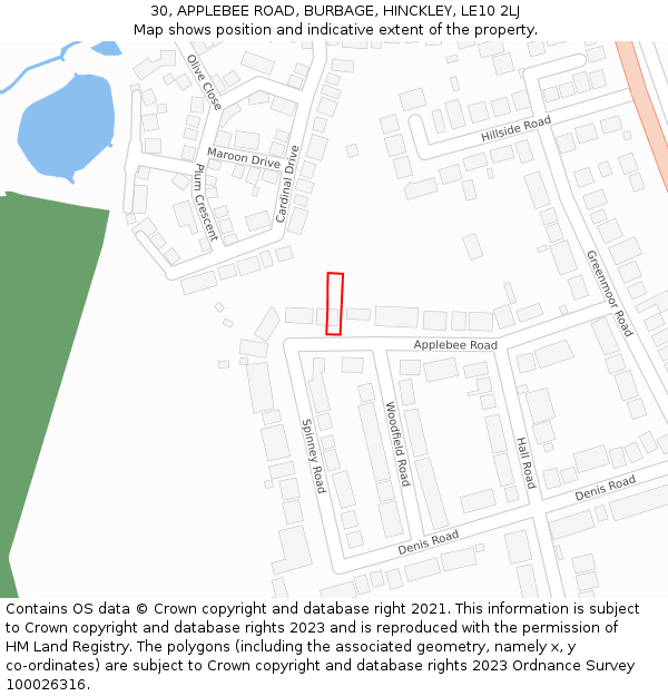 30, APPLEBEE ROAD, BURBAGE, HINCKLEY, LE10 2LJ: Location map and indicative extent of plot