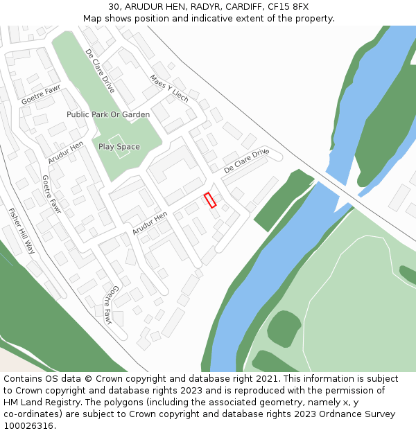 30, ARUDUR HEN, RADYR, CARDIFF, CF15 8FX: Location map and indicative extent of plot