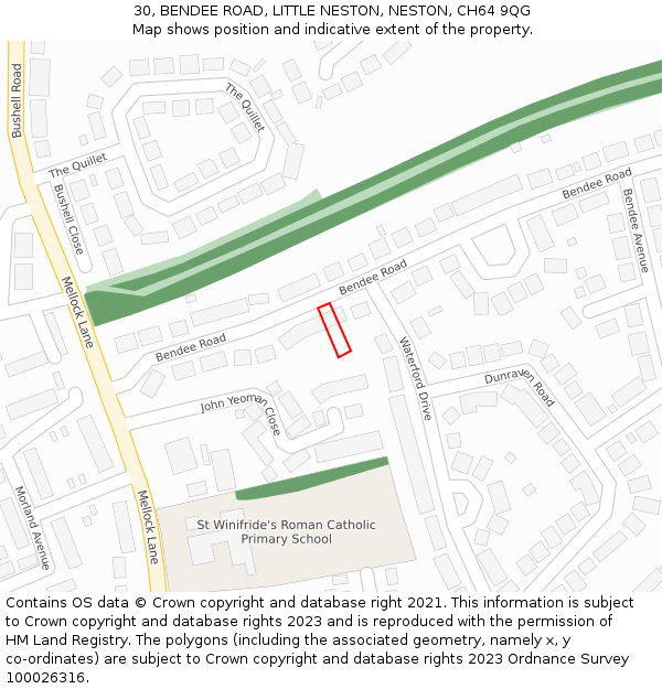 30, BENDEE ROAD, LITTLE NESTON, NESTON, CH64 9QG: Location map and indicative extent of plot