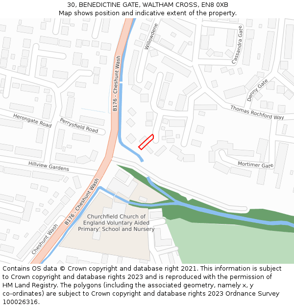 30, BENEDICTINE GATE, WALTHAM CROSS, EN8 0XB: Location map and indicative extent of plot