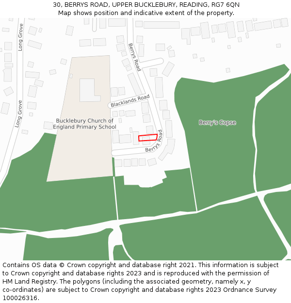 30, BERRYS ROAD, UPPER BUCKLEBURY, READING, RG7 6QN: Location map and indicative extent of plot