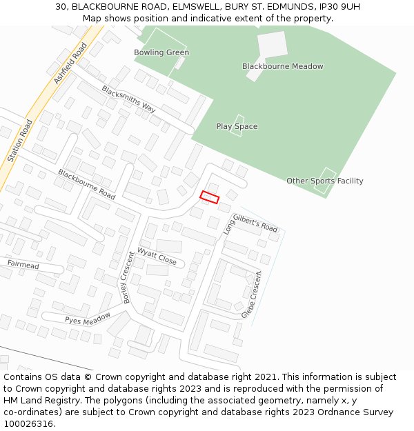 30, BLACKBOURNE ROAD, ELMSWELL, BURY ST. EDMUNDS, IP30 9UH: Location map and indicative extent of plot