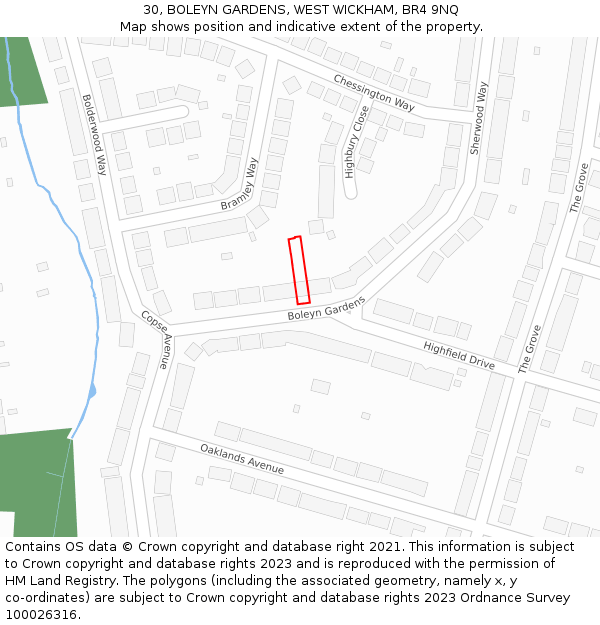 30, BOLEYN GARDENS, WEST WICKHAM, BR4 9NQ: Location map and indicative extent of plot