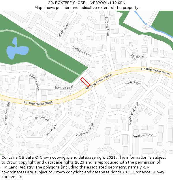 30, BOXTREE CLOSE, LIVERPOOL, L12 0PN: Location map and indicative extent of plot