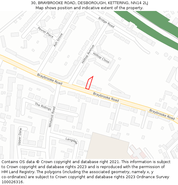 30, BRAYBROOKE ROAD, DESBOROUGH, KETTERING, NN14 2LJ: Location map and indicative extent of plot