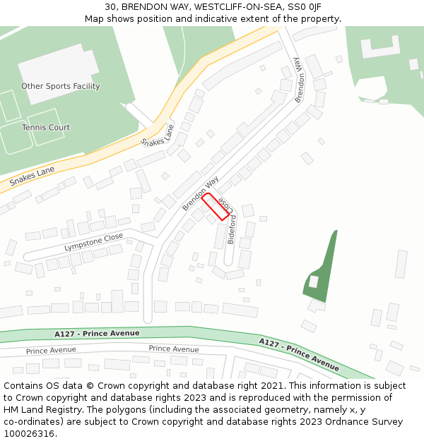 30, BRENDON WAY, WESTCLIFF-ON-SEA, SS0 0JF: Location map and indicative extent of plot