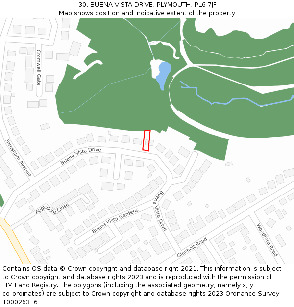 30, BUENA VISTA DRIVE, PLYMOUTH, PL6 7JF: Location map and indicative extent of plot