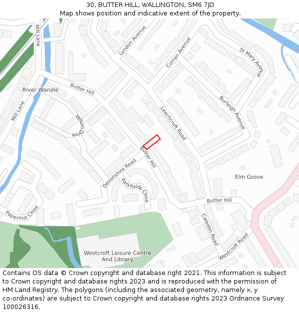 30, BUTTER HILL, WALLINGTON, SM6 7JD: Location map and indicative extent of plot