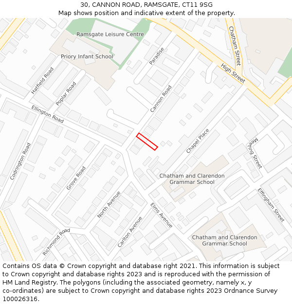 30, CANNON ROAD, RAMSGATE, CT11 9SG: Location map and indicative extent of plot