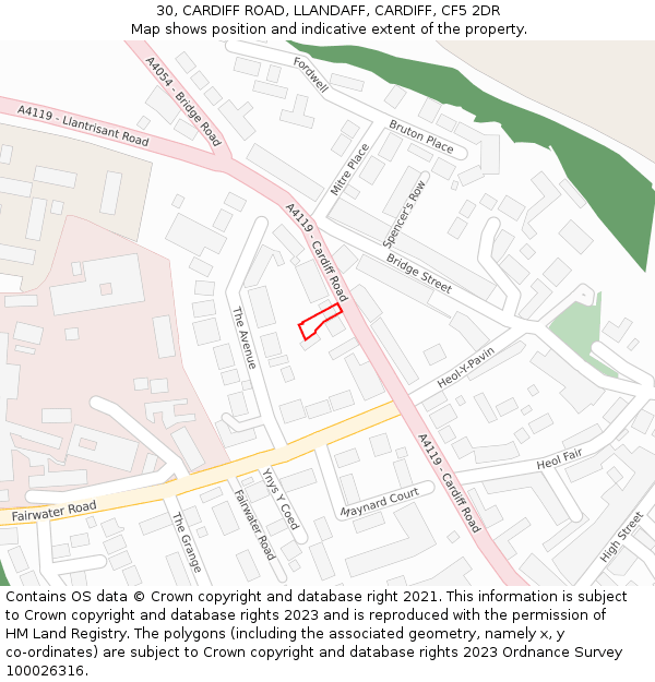 30, CARDIFF ROAD, LLANDAFF, CARDIFF, CF5 2DR: Location map and indicative extent of plot