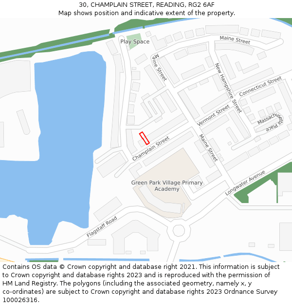 30, CHAMPLAIN STREET, READING, RG2 6AF: Location map and indicative extent of plot