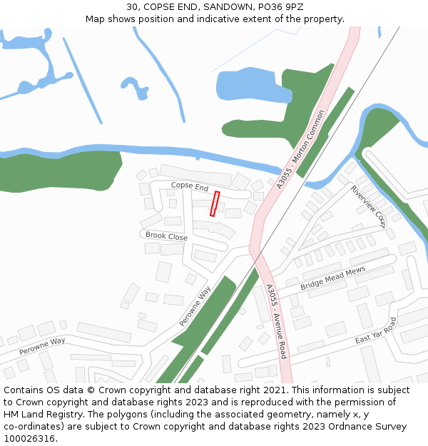 30, COPSE END, SANDOWN, PO36 9PZ: Location map and indicative extent of plot