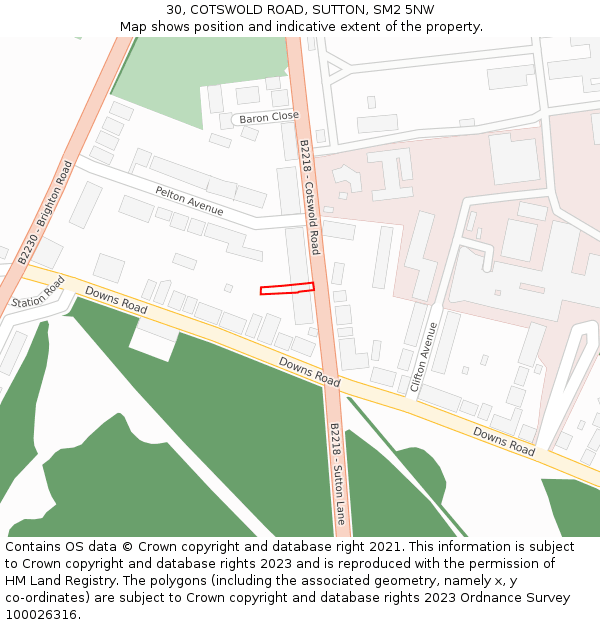 30, COTSWOLD ROAD, SUTTON, SM2 5NW: Location map and indicative extent of plot