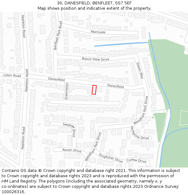 30, DANESFIELD, BENFLEET, SS7 5EF: Location map and indicative extent of plot