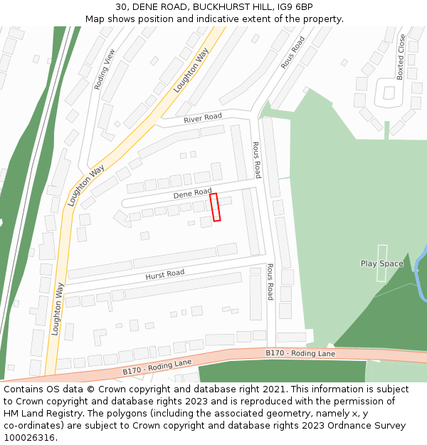 30, DENE ROAD, BUCKHURST HILL, IG9 6BP: Location map and indicative extent of plot