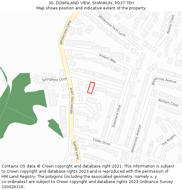 30, DOWNLAND VIEW, SHANKLIN, PO37 7EH: Location map and indicative extent of plot