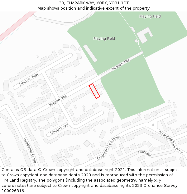 30, ELMPARK WAY, YORK, YO31 1DT: Location map and indicative extent of plot