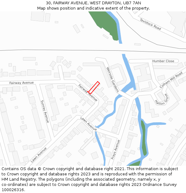 30, FAIRWAY AVENUE, WEST DRAYTON, UB7 7AN: Location map and indicative extent of plot