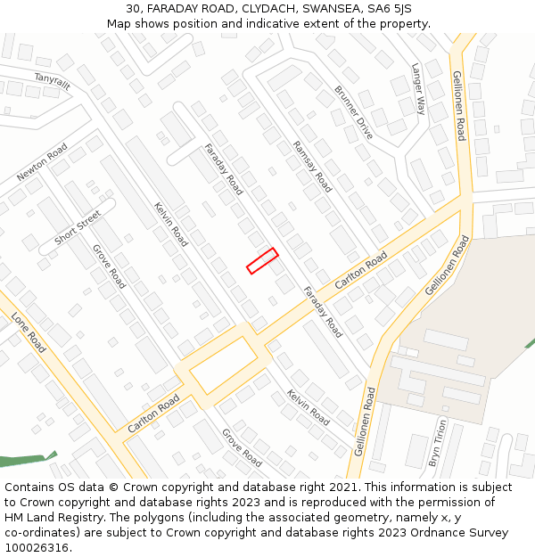 30, FARADAY ROAD, CLYDACH, SWANSEA, SA6 5JS: Location map and indicative extent of plot