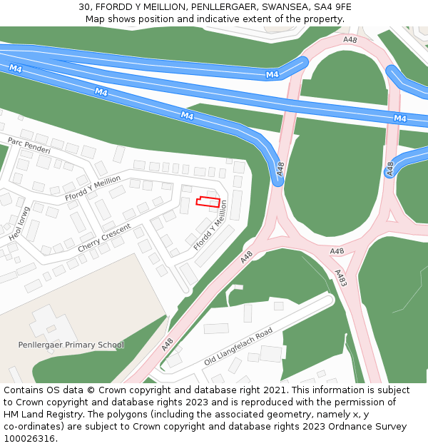 30, FFORDD Y MEILLION, PENLLERGAER, SWANSEA, SA4 9FE: Location map and indicative extent of plot