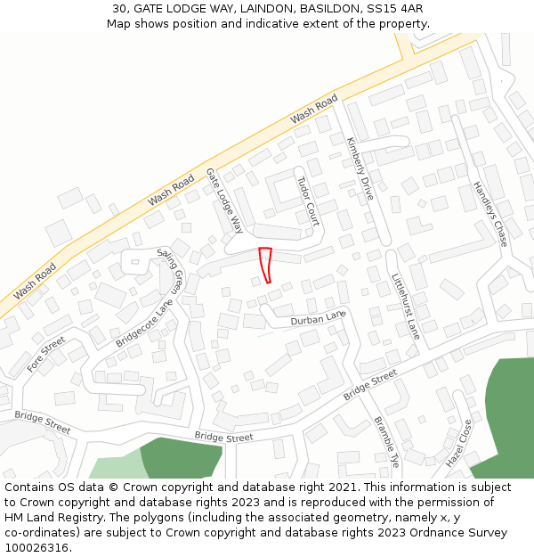 30, GATE LODGE WAY, LAINDON, BASILDON, SS15 4AR: Location map and indicative extent of plot