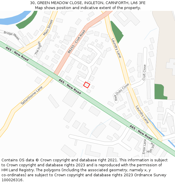 30, GREEN MEADOW CLOSE, INGLETON, CARNFORTH, LA6 3FE: Location map and indicative extent of plot