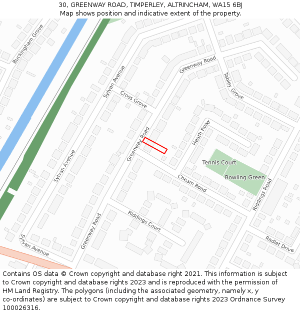 30, GREENWAY ROAD, TIMPERLEY, ALTRINCHAM, WA15 6BJ: Location map and indicative extent of plot