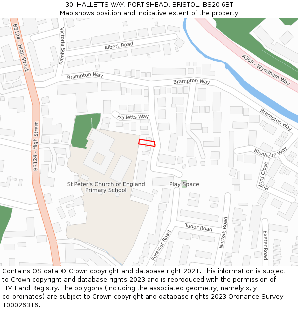 30, HALLETTS WAY, PORTISHEAD, BRISTOL, BS20 6BT: Location map and indicative extent of plot