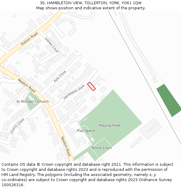 30, HAMBLETON VIEW, TOLLERTON, YORK, YO61 1QW: Location map and indicative extent of plot