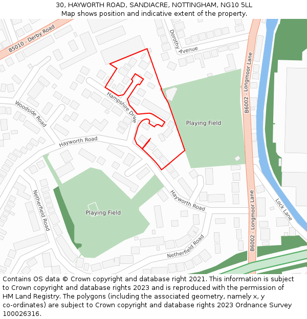 30, HAYWORTH ROAD, SANDIACRE, NOTTINGHAM, NG10 5LL: Location map and indicative extent of plot