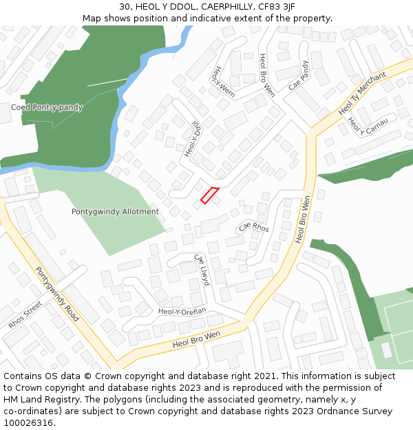 30, HEOL Y DDOL, CAERPHILLY, CF83 3JF: Location map and indicative extent of plot