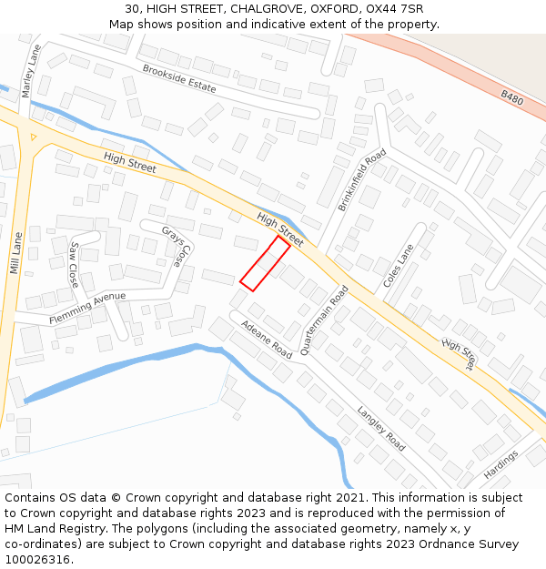 30, HIGH STREET, CHALGROVE, OXFORD, OX44 7SR: Location map and indicative extent of plot