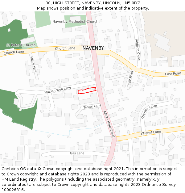 30, HIGH STREET, NAVENBY, LINCOLN, LN5 0DZ: Location map and indicative extent of plot