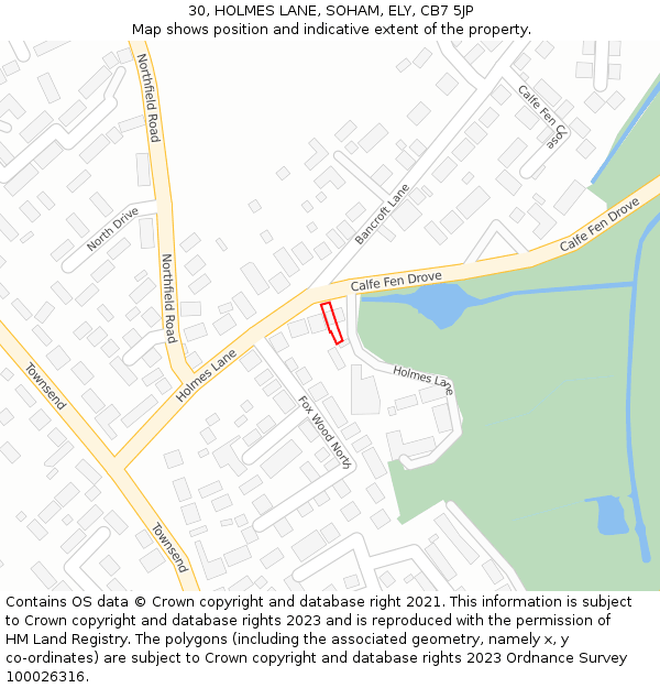 30, HOLMES LANE, SOHAM, ELY, CB7 5JP: Location map and indicative extent of plot