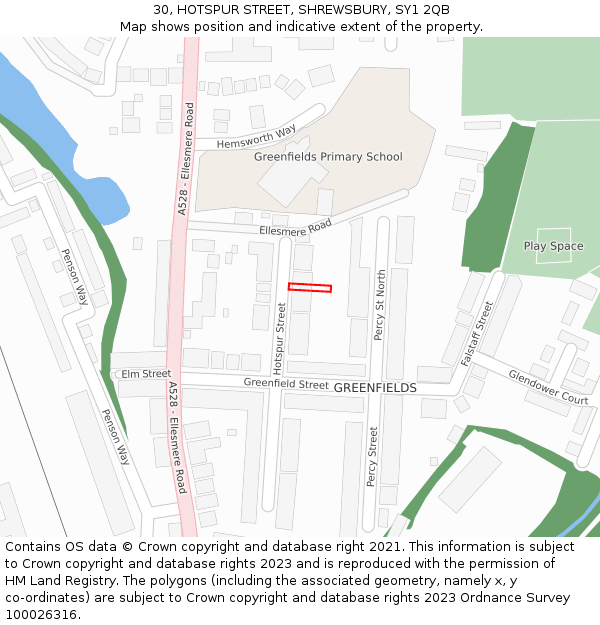 30, HOTSPUR STREET, SHREWSBURY, SY1 2QB: Location map and indicative extent of plot