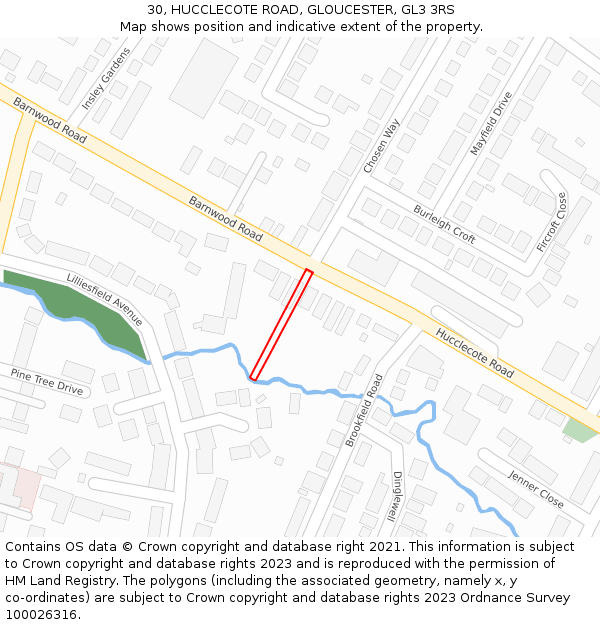 30, HUCCLECOTE ROAD, GLOUCESTER, GL3 3RS: Location map and indicative extent of plot