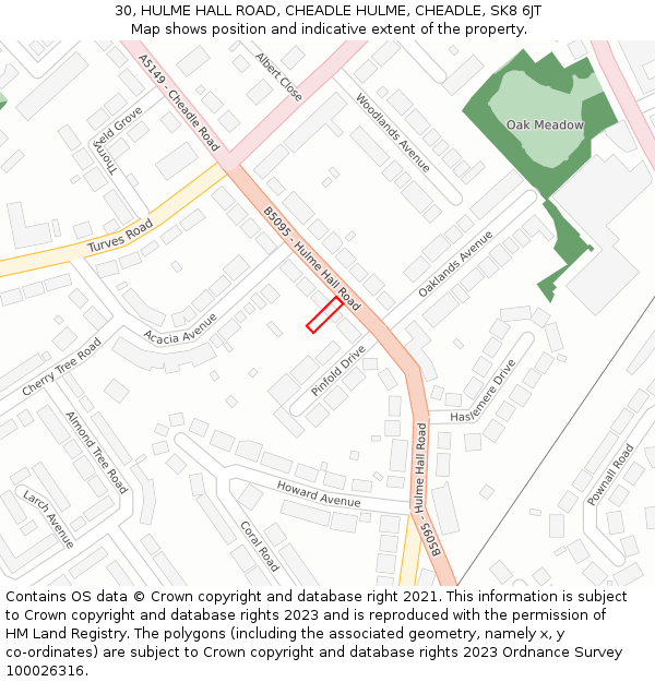 30, HULME HALL ROAD, CHEADLE HULME, CHEADLE, SK8 6JT: Location map and indicative extent of plot