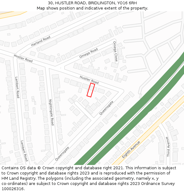 30, HUSTLER ROAD, BRIDLINGTON, YO16 6RH: Location map and indicative extent of plot