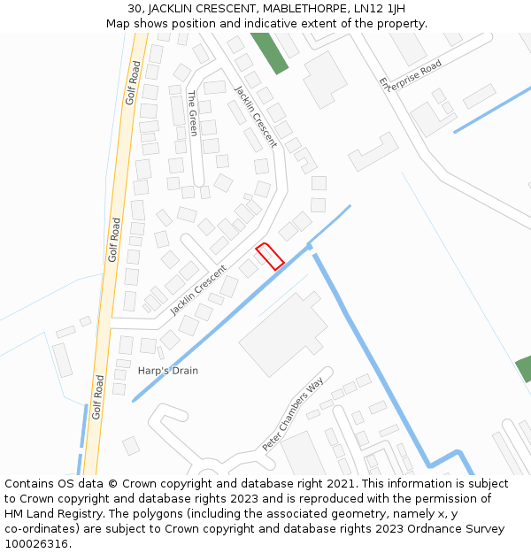 30, JACKLIN CRESCENT, MABLETHORPE, LN12 1JH: Location map and indicative extent of plot