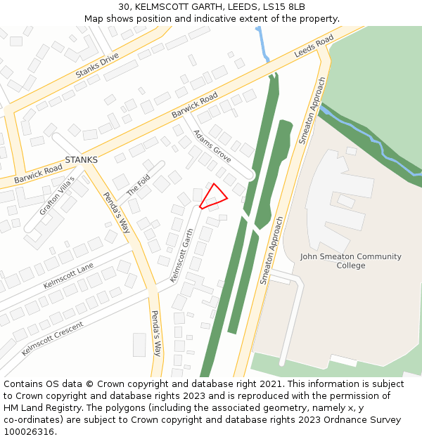 30, KELMSCOTT GARTH, LEEDS, LS15 8LB: Location map and indicative extent of plot