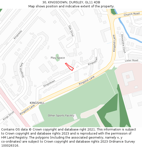 30, KINGSDOWN, DURSLEY, GL11 4DB: Location map and indicative extent of plot